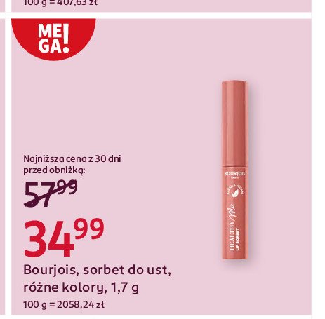 Sorbet do ust Bourjois healthy mix promocja w Rossmann