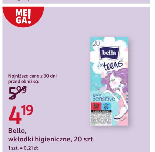 Wkładki sensitive Bella for teens panty promocja w Rossmann