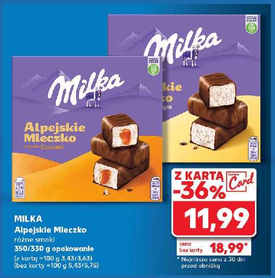 Czekoladki caramel Milka alpejskie mleczko promocja