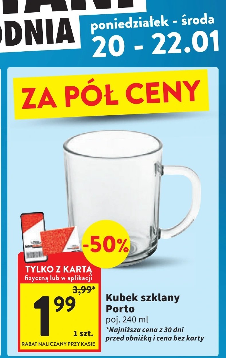 Kubek szklany porto 240 ml promocja w Intermarche