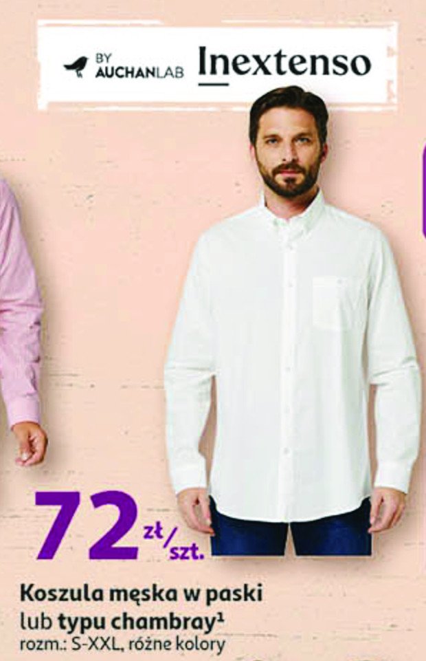 Koszula męska gładka s-xxl Auchan inextenso promocja