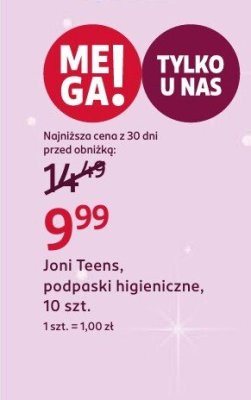 Podpaski Joni Teens, podpaski higieniczne, 10 szt. promocja w Rossmann