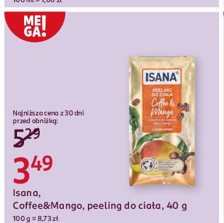 Peeling do ciała coffee & mango Isana promocja w Rossmann