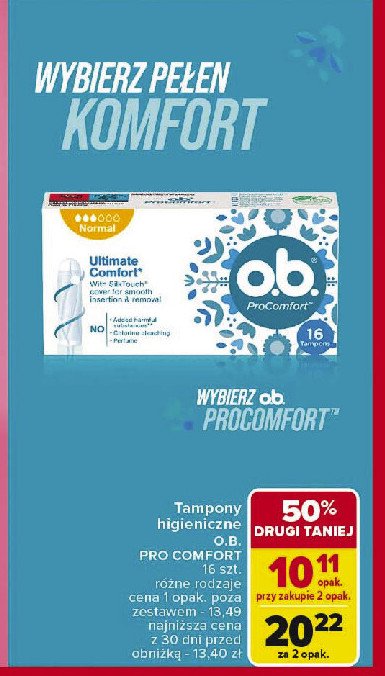 Tampony normal O.b. procomfort promocja w Carrefour