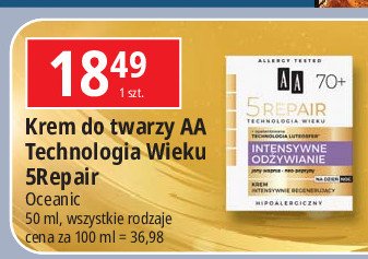 Bogaty krem wzmacniający 70+ intensywne odżywianie Aa promocja