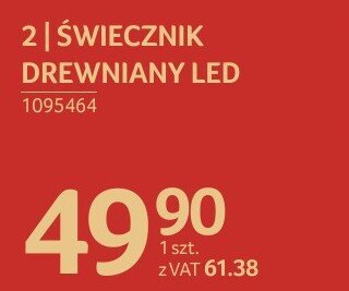 Świecznik Drewniany LED promocja w Selgros