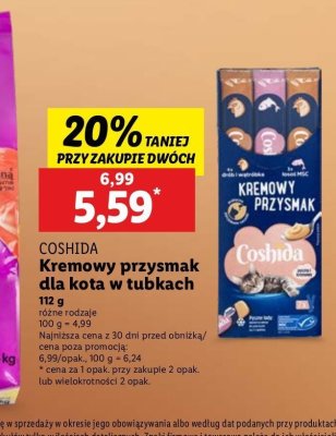 Kremowy przysmak dla kota dr贸b i w膮tr贸bka + 艂oso艣 Coshida promocja
