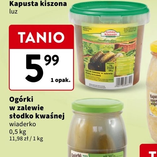 Ogorki kiszone w zalewie słodko kwaśnej promocja w Intermarche