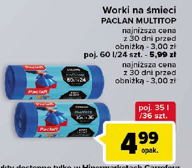 Worki na śmieci strong 35 l Paclan multitop promocja
