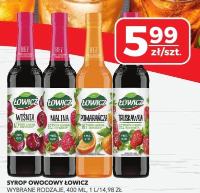 Syrop owocowy Łowicz różne rodzaje 400 ml promocja w Top Market