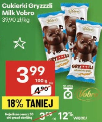 Cukierki Gryzzli Milk Vobro promocja w Delikatesy Centrum