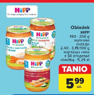 Pasta bambini rigatoni napoli Hipp bio promocja w Carrefour