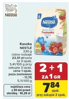 Kaszka mleczno-ryżowa Truskawka Nestle różne rodzaje 230g promocja w Carrefour Market