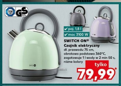 Czajnik 1.8 l 3100 w Switch on promocja