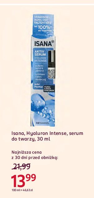 Serum do twarzy Isana hyaluron intense promocja