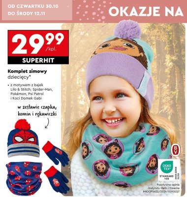 Komplet zimowy dziecięcy z motywem z bajek promocja w Biedronka