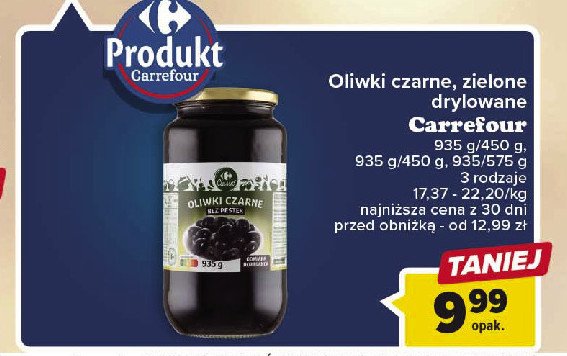 Oliwki czarne hojiblanca bez pestek Carrefour promocja