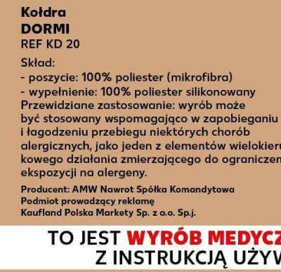 Kołdra 220x200 cm promocja w Kaufland