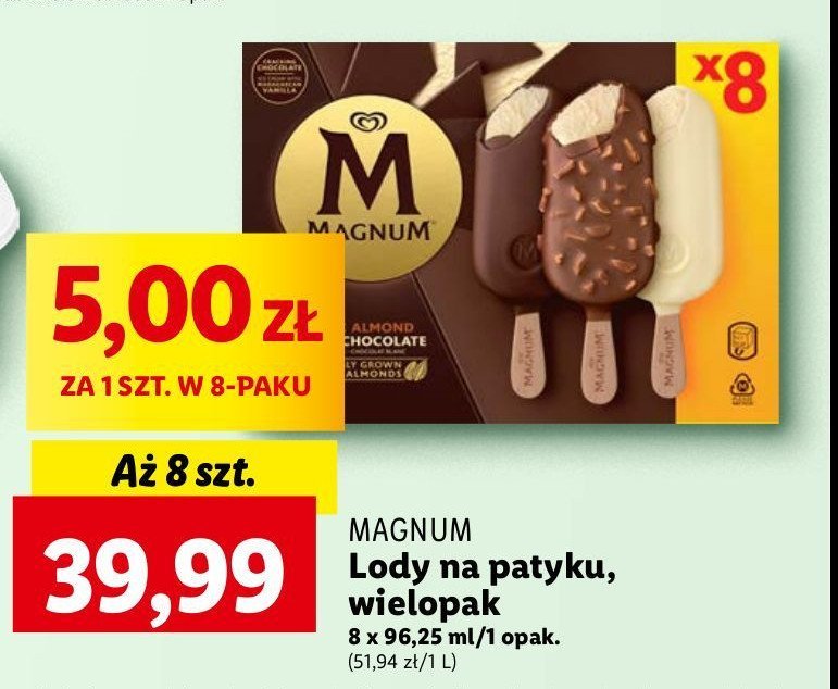 Lody almond-chocolate Algida magnum promocja