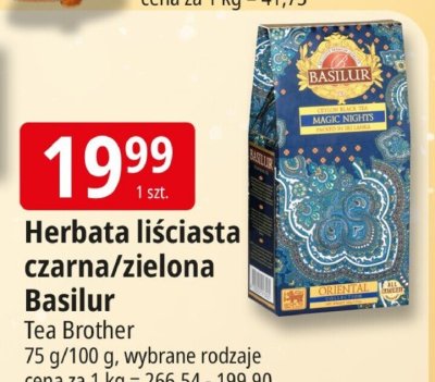 Herbata liściasta czarna/zielona Basilur Tea Brother promocja w Leclerc