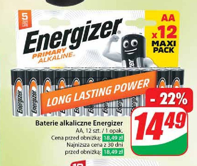 Bateria alkaliczna power aa Energizer promocja w Dino