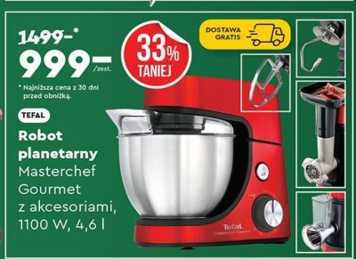 Robot planetarny Masterchef Gourmet z akcesoriami, 1100 W, 4,6 l Tefal promocja w Biedronka