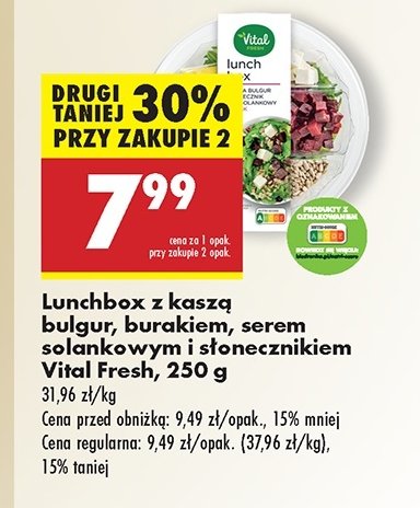 Lunchbox z kaszą bulgur burakiem serem solankowym i słonecznikiem Vital fresh promocja w Biedronka