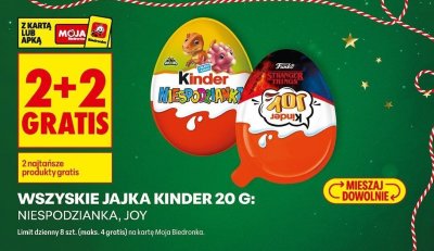 Jajko Kinder Joy 2+2 GRATIS promocja w Biedronka