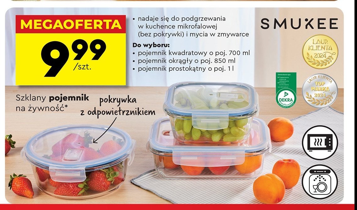 Pojemnik okrągły 850 ml Smukee promocja w Biedronka