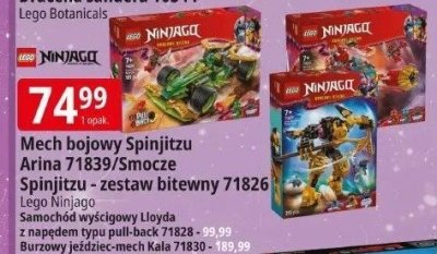 Klocki Lego Ninjago Mech bojowy Spinjitzu Arina 71839/Smocze Spinjitzu - zestaw bitewny 71826 promocja w Leclerc