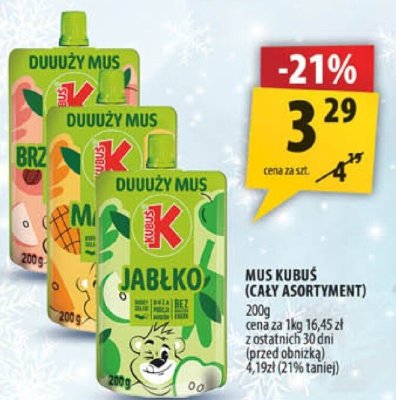 Mus Kubuś brzoskwinia 200g promocja w Arhelan