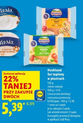 Ser topiony Hochland w plastrach - różne rodzaje promocja w Lidl
