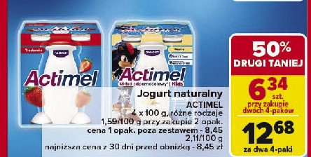 Jogurt Actimel truskawkowy promocja w Carrefour Market