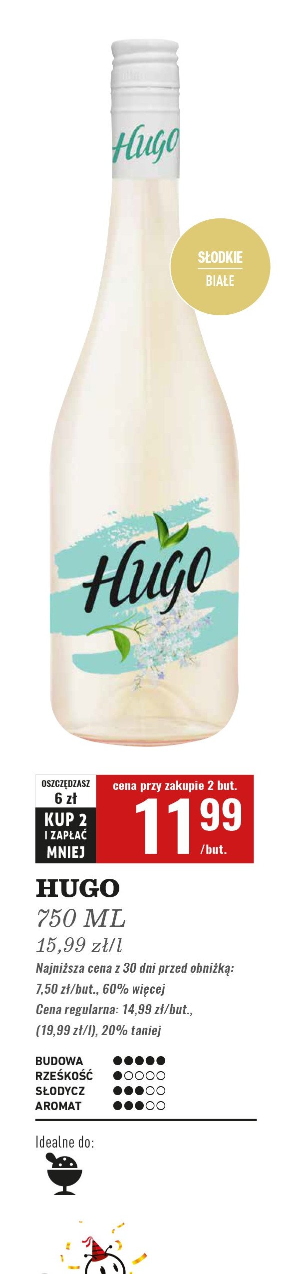 Wino Hugo 0% promocja w Biedronka