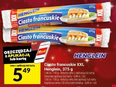 Ciasto francuskie XXL Henglein, 375 g promocja w Twój Market