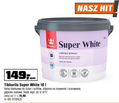 Farba lateksowa Tikkurila Super White 10 l promocja w OBI