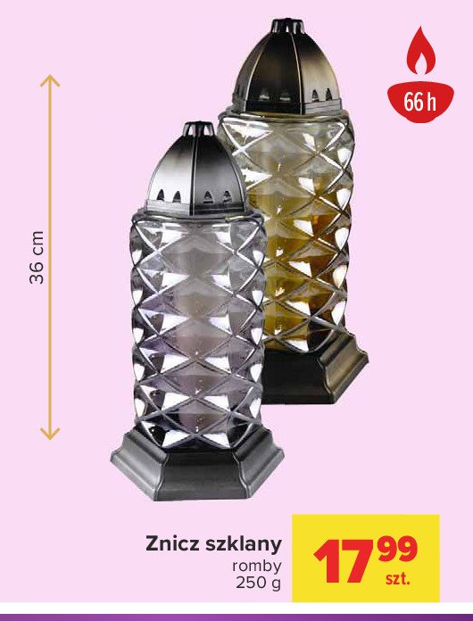 Znicz szklany romby 250g promocja