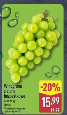 Winogrona zielone bezpestkowe  promocja w Aldi