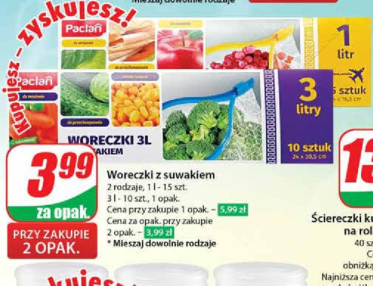 Woreczki uniwersalne z zamkiem 3 l Paclan promocja