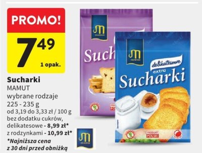 Sucharki MAMUT wybrane rodzaje promocja w Intermarche