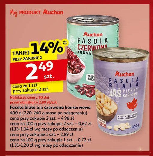 Fasola biała jaś piękny karłowy Auchan promocja