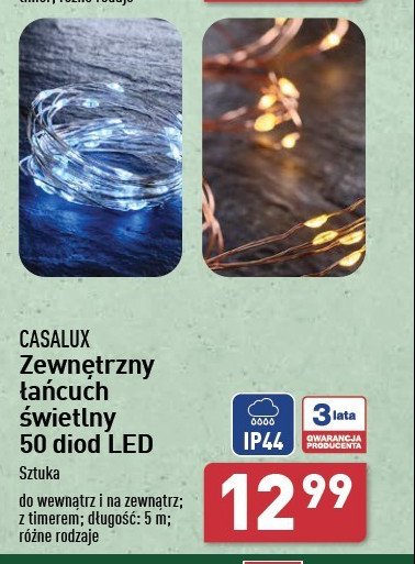 Łańcuch zewnętrzny 50 led 5 m Casalux promocja w Aldi