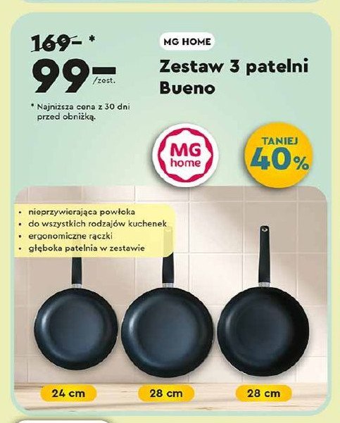 Zestaw patelni bueno Mg home promocja w Biedronka