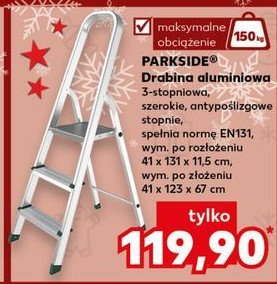 Drabina aluminiowa 3 stopniowa Parkside promocja w Kaufland