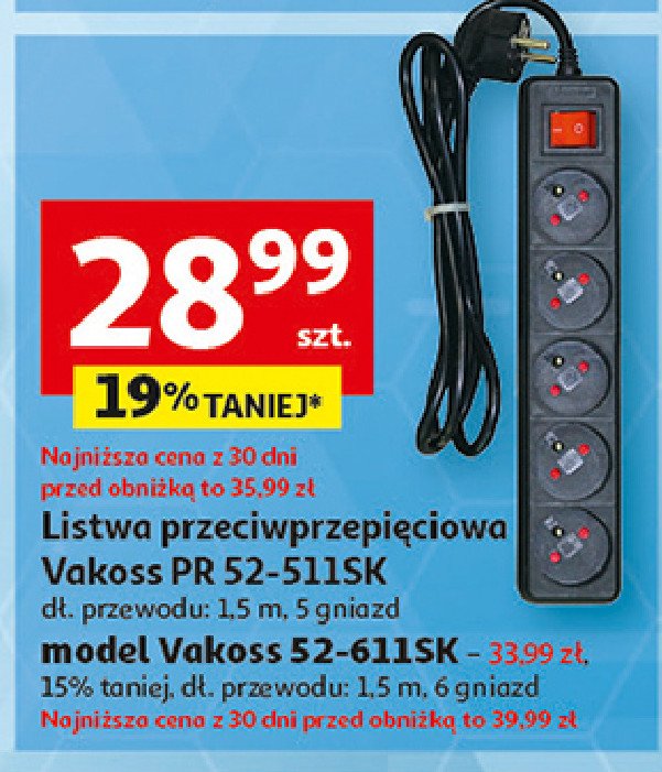 Listwa przepięciowa 52-611sk Vakoss promocja