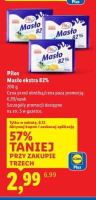 Masło Pilos Masło ekstra 82% promocja w Lidl
