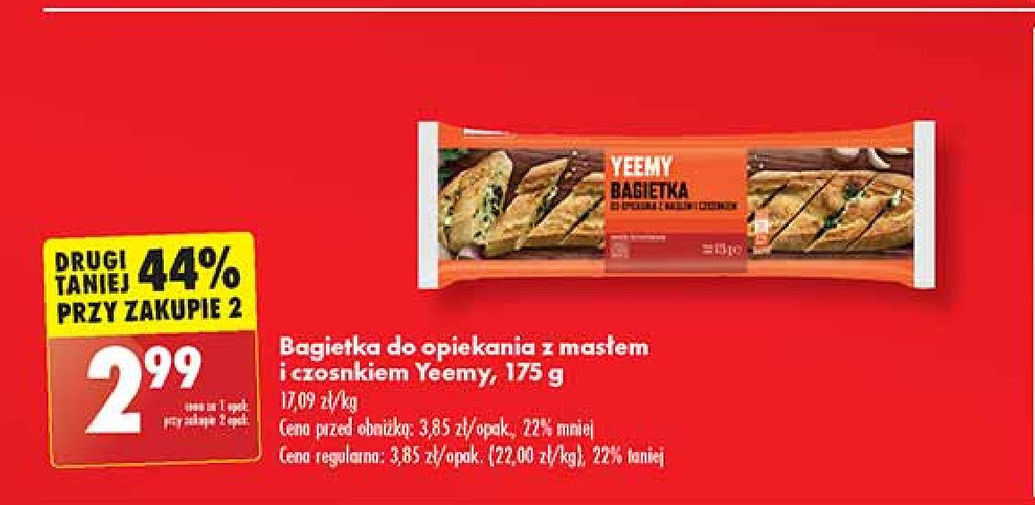 Bagietka z masłem czosnkowym Yeemy promocja