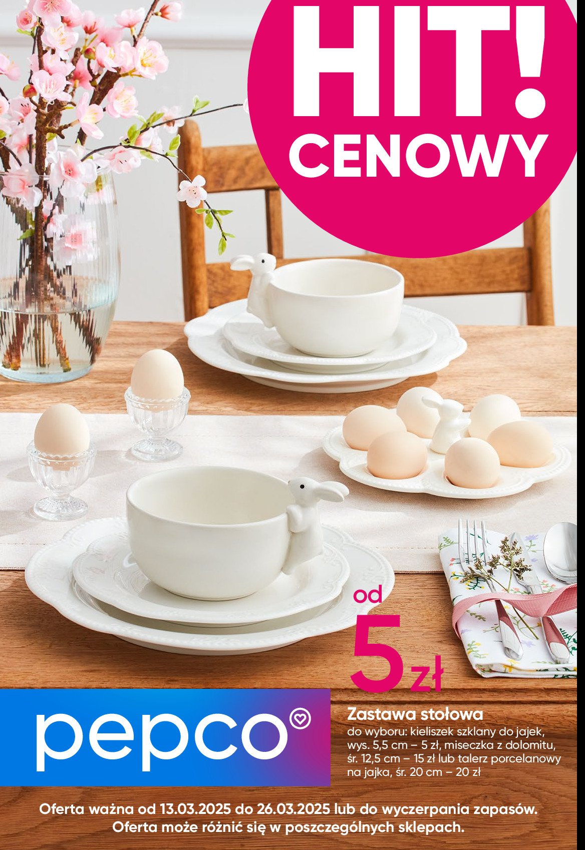 Talerz na jajka porcelanowy 20 cm promocja w Pepco