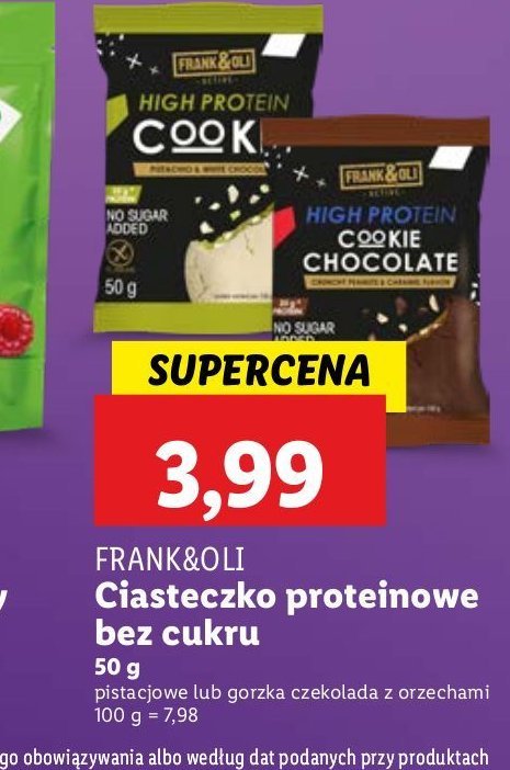 Ciastka proteinowe pistacja Frank&oli promocja w Lidl