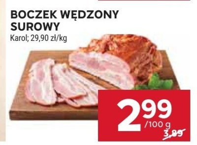 Boczek wędzony surowy  promocja w Stokrotka